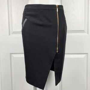 Lucy Paris Pencil Gold Zip Front Slit Skirt
